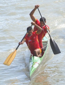 Ferro e Graña remando en Brandenburgo este verán, na Copa do Mundo de Maratón na que gañaron o ouro